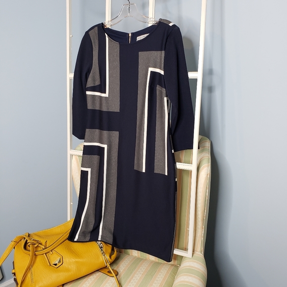 Danny & Nicole 3/4 Sleeve Shift Geometric Colorblock Mod Office Business Petite - Picture 9 of 15